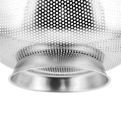 U.S. Kitchen Supply 5 Quart 11" Stainless Steel Micro Perforated Colander Strainer Basket with Coated Heat Resistant Wide Handles - Bowl to Strain, Drain, Rinse, Steam or Cook Vegetables & Pasta - Thumbnail 2