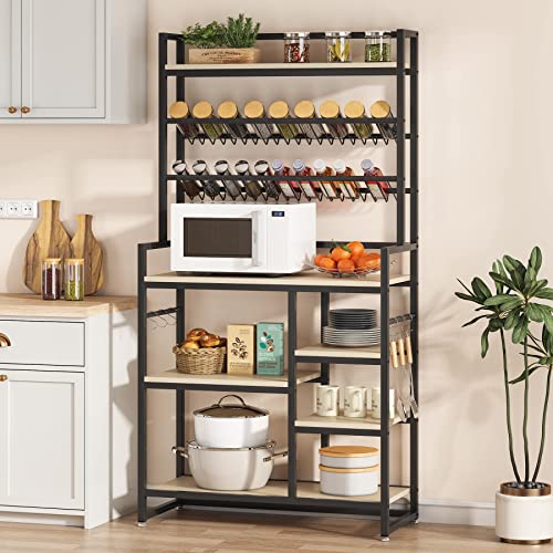 8Tier Kitchen Bakers Rack with Hutch, Tribesigns Utility Storage Shelf