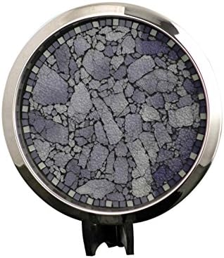 DMA Elements Home Stainless-Steel Round Tray with Purple Mosaic Tile Design