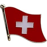 Switzerland Flag Die-struck Metal Single Lapel Pin with Butterfly Clasp Closure