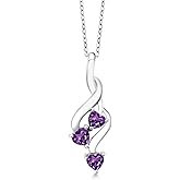 Gem Stone King 0.68 Cttw Purple Amethyst Pendant Necklace For Women | 925 Sterling Silver | Gemstone February Birthstone | Heart Shape 4MM | With 18 Inch Silver Chain