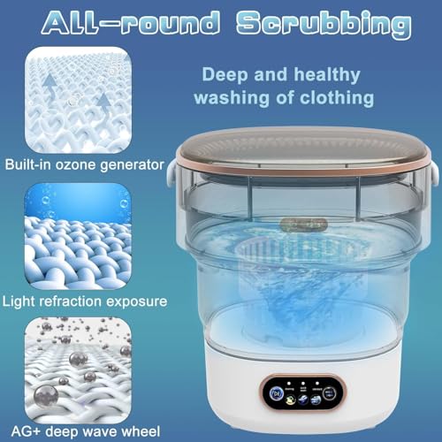 Azonee Mini Washing Machine, Portable Small Washing and Dryer Machine, Collapsible Washer with Spin for Travel, Apartment, Baby Clothes, Socks 15L