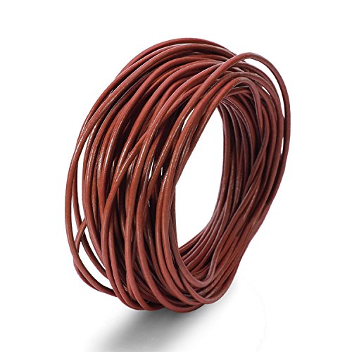 BEADNOVA Genuine Round Leather Cord Brown Leather Strips For Jewelry Making Bracelet Necklace Beading (11 Yards,1.5mm) - Thumbnail 3