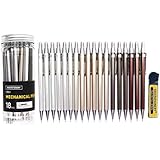 SKKSTATIONERY 18 Pcs Metal Mechanical Pencils, Lead 0.7mm, Color Gold-Silver-Coffee, Self Sharpening Automatic Drawing Drafting