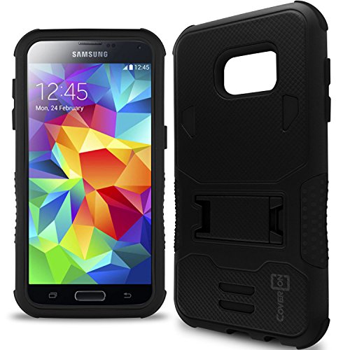 Samsung Galaxy S7 Case, CoverON [DuraShield Series] Drop Proof Armor Phone Cover Grip + Bumper + Stand Hybrid Case For Galaxy S7 - Black - Thumbnail 6