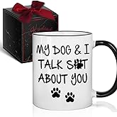 Funny Dog Coffee Mug Gifts for Dogs Mom & Dogs Dad, My Dog & I Talk About You Coffee Mug Tea Cup11oz, Pet Owner Gift, Vet Med Mugs, Practitioner Animal Doctor Gift