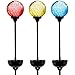 Solar Gazing Ball LED Lights on Tall Stakes -Outdoor Landscape Pathway Light for Patio and Lawn Lighting Decor, Hand Made with Crackled Stained Glass