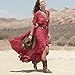 Orangesky Women Boho Summer Chiffon Floral Party Beach Long Maxi Dress (M)