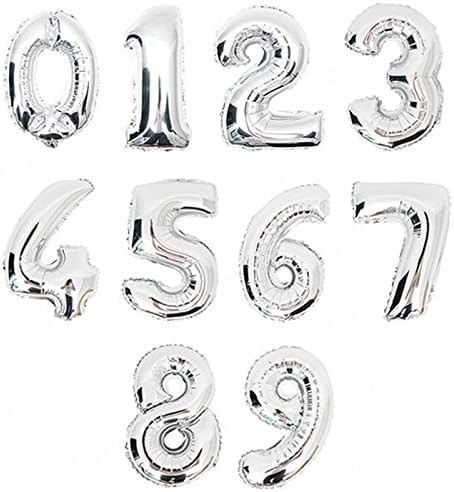 OSPI 16 Inch Silver Digital Number 3 Air Inflation Aluminum Foil Film Balloon Celebration Party Multiple Occasions Home Decoration Supplies