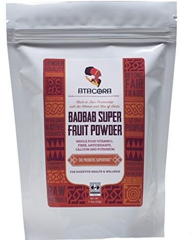 Atacora Fair Trade Baobab Super Fruit Smoothie and Sauce Thickening Powder 30 Day Supply In Travel-Ready Resealable BPA-Free Bag, 11.5 Oz.