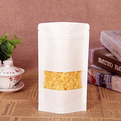 Evergreen Goods 50 White Matte Window Kraft Paper Bags 170x240mm, 170 x 240 mm