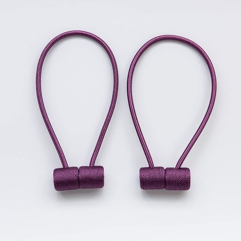 Curtain Tie Backs Strong Magnetic,Metal Curtain Tiebacks Hooks,Tie Clips Curtain Holdbacks Rings for Home Office Window Curtain Straps 1 Pair (Light Purple)