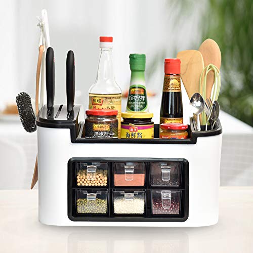 SHE'S HOME Kitchen Countertop Silverware Holder Spice Condiments Stand Rack,Pantry Organizer Shelf, Tool Caddy Storage Rack Household Cutlery Holder for Spoons, Knives, Dining Table