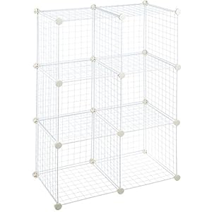 Amazon Basics 4-Cube Wire Grid Storage Shelves, 14″ x 14″...