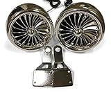 Shark 300 Watt, 3 X 3.5 Inch, Marine Grade Motorcycle Audio Speakers with Mirror Brackets, Waterproof, Chrome, Model SPK2501