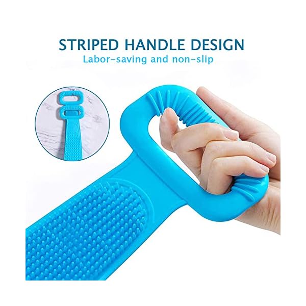 Extra Long Silicone Back Scrubber for Use In Shower, Dual-Sided Body Bath Brush for Exfoliating, Men/Women Deep Clean…