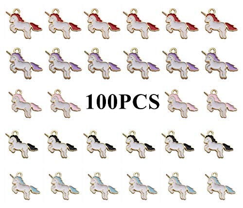PHAETON 100PCS Cute Enamel Unicorn Charm Pendant for DIY Jewelry Making Necklace Bracelet Earring DIY Jewelry Accessories Charms - Thumbnail 3