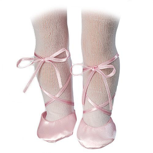 Doll Ballet Slippers & White Doll Tights fit for 18 Inch American Girl Dolls - Pink Doll Slippers and White Doll Tights Set