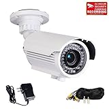 VideoSecu 700TVL Built-in 1/3'' Sony Effio CCD OSD Menu Surveillance Security Camera Day Night Vision Outdoor Infrared 4-9mm Zoom Focus Lens 42 IR LEDs for CCTV DVR Home Surveillance with bonus Power Supply, Extension Cable and Security Warning Decal WG2