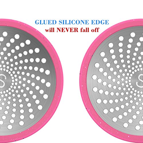 STAN BOUTIQUE Silicone Tub Stopper Bathtub Drain Plug for Bathroom, Kitchen and Laundry, Multicolor - Drain Hair Catcher Trap Cover Strainer Collector - Steel and Silicone - Universal use 2 Pieces (2)