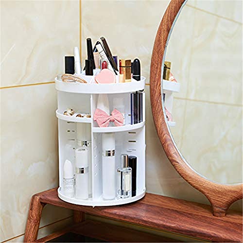 Transser 360 Rotating Makeup Organizer, Adjustable Makeup Carousel Spinning Holder Storage Rack, Large Capacity Make up Caddy Shelf Cosmetics Organizer Box, Great for Bedroom, Bathroom
