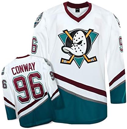 AIFFEE Men's Hockey Jersey #96 Conway Ducks Ice Hockey Jerseys White Color Size S-3XL