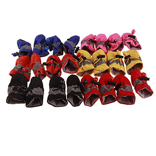 Sunward Pet Dogs Adjustable Boots Leather Cashmere Winter Anti-Slip Warm Rain Snow Shoes (3.52.5cm(W H), Blue(Without Cashmere)) - Thumbnail 2
