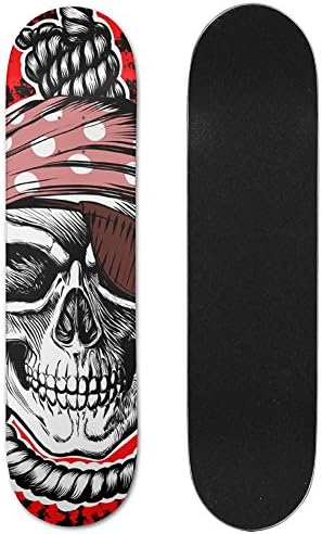POOP LOOL Unisex Skateboard Longboard Skull Head And Flame Single-sided Printing Skateboards Hip-hop Fashion Skateboards