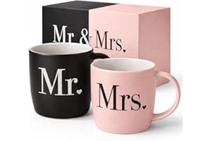 Triple Gifffted Mr and Mrs Coffee Mugs Couples Gifts Ideas for Wedding Anniversary Engagement Valentines Christmas His Hers P