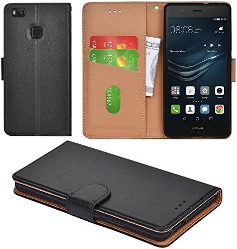 Aicoco Huawei P9 Lite Case, Flip Cover Leather, Phone Wallet Case for Huawei P9 Lite - Black