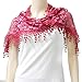 AN Summer Scarf for Women Fashion Leafy Lace Scarf With Tassels Dark Rose Pink