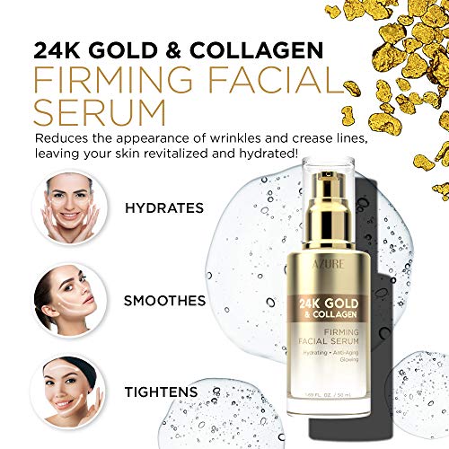 AZURE 24K Gold & Collagen Firming Facial Serum Lifting, Toning
