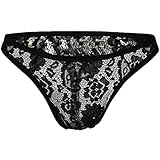 YiZYiF Men's Flower Pattern Lace Thong Underwear Bikini Panties