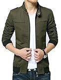 Kjdshwa Men's Casual Wear Cotton Lightweight Jacket(Army green,L size)
