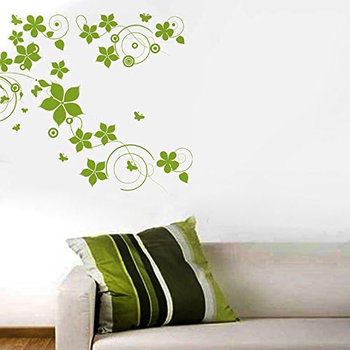 Happy Walls Olive Green Hanging Flowers & Leaf Vines (Wall Coverage 80 cm x 75 cm) Wall Stickers/Decals (5794)