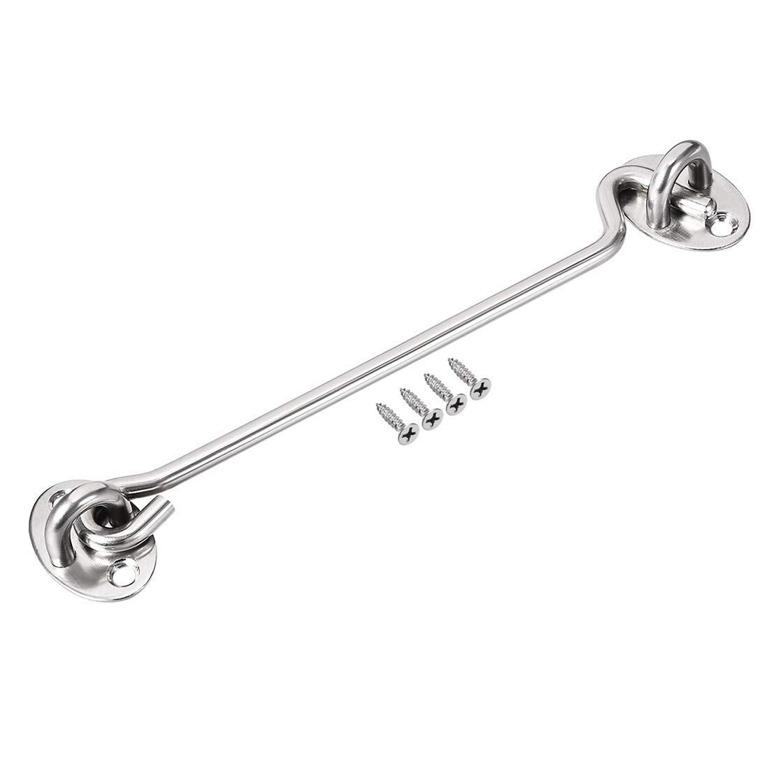 sourcing map 8" Cabin Hook Eye Latch Gate Door Swivel Window Hook Stainless Steel with Mounting Screws 1pcs