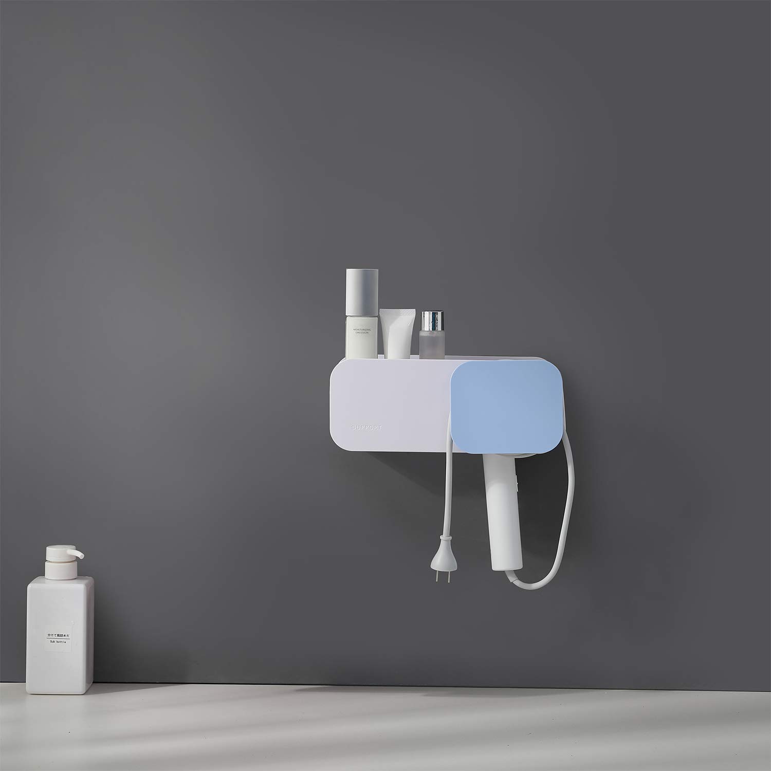 YIGII Adhesive Hair Dryer Holder - No Drilling Hair Dryer Rack Hair Care Styling Tool Organizer Holder for Bathroom Wall Mount Blow Dryer Holder Storage