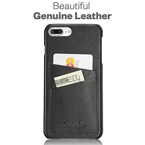 KAVAJ iPhone 8 Plus iPhone 7 Plus Case Leather "Tokyo" Black Slim-Fit Genuine Leather iPhone 8 Plus Wallet Case Leather iPhone 8 Plus Bumper Case With Business Card Holder Cover for Apple iPhone8 Plus