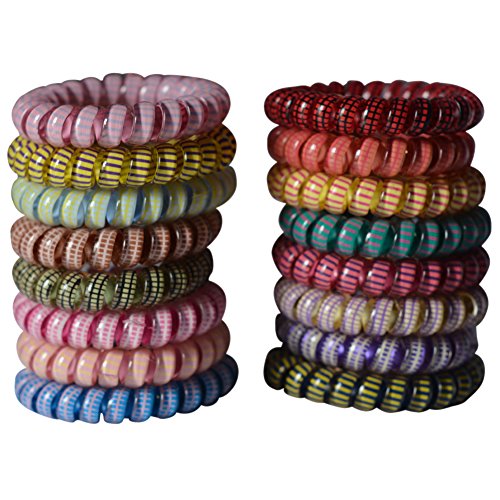 Bzybel 10 Pcs Colorful Telephone Wire Cord Elastic Head Tie Hair Band Hair TIes Ponytail Holders