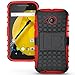 Ueokeird for Moto E 2nd Gen Case, Hybrid Dual Layer Armor Protective Case Cover with Kickstand for Motorola Moto E 2nd Generation / 2015 Release red