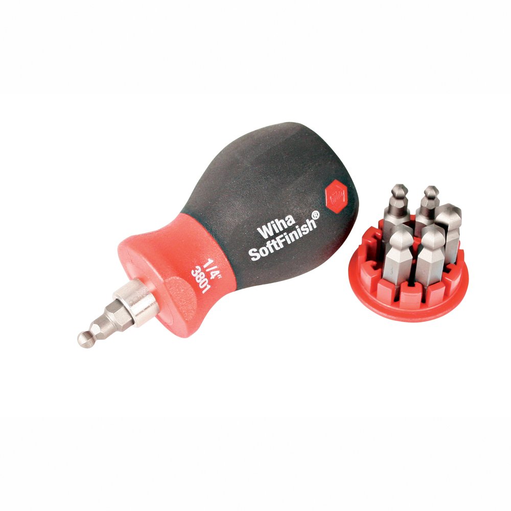 Wiha 38056 Stubby Screwdriver With SixInOne Insert Bits, Ball End Hex