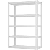 Homdox 72&rdquo;H Garage Shelving, 1650LBS Heavy Duty Storage Shelves, 5 Tier Adjustable Metal Shelves for Storage, Industrial Shelving Commercial Utility Shelf, 36" W x 16" D x 72" H, White