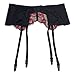 TVRtyle Wine Red Embroidery Flower Women Sexy Garter Belts for Stockings Metal Buckles S086 (Large)