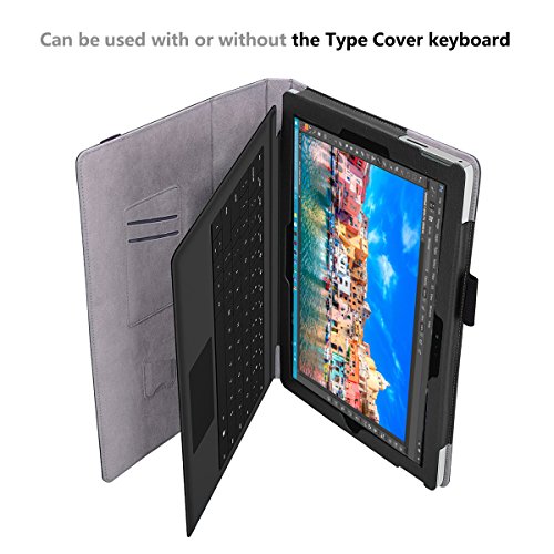 Surface Pro 4 Case - Exact [PRO Series] - [Professional][Drop Protection] Slim-Fit PU Leather Folio Case for Microsoft Surface Pro 4 Tablet Black - Thumbnail 7
