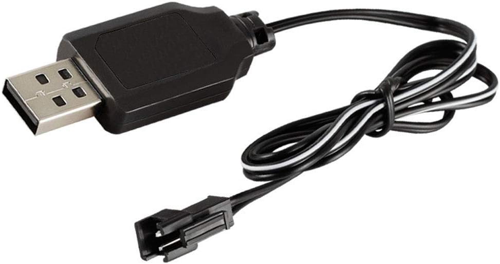 USB Charging Cable Battery Charger Cable for Ni-Cd Ni-MH Rechargeable Batteries Pack SM-2 Pin Plug Adapter 4.8V Output Used on RC Toys Car TANK Trucks Trains Boat