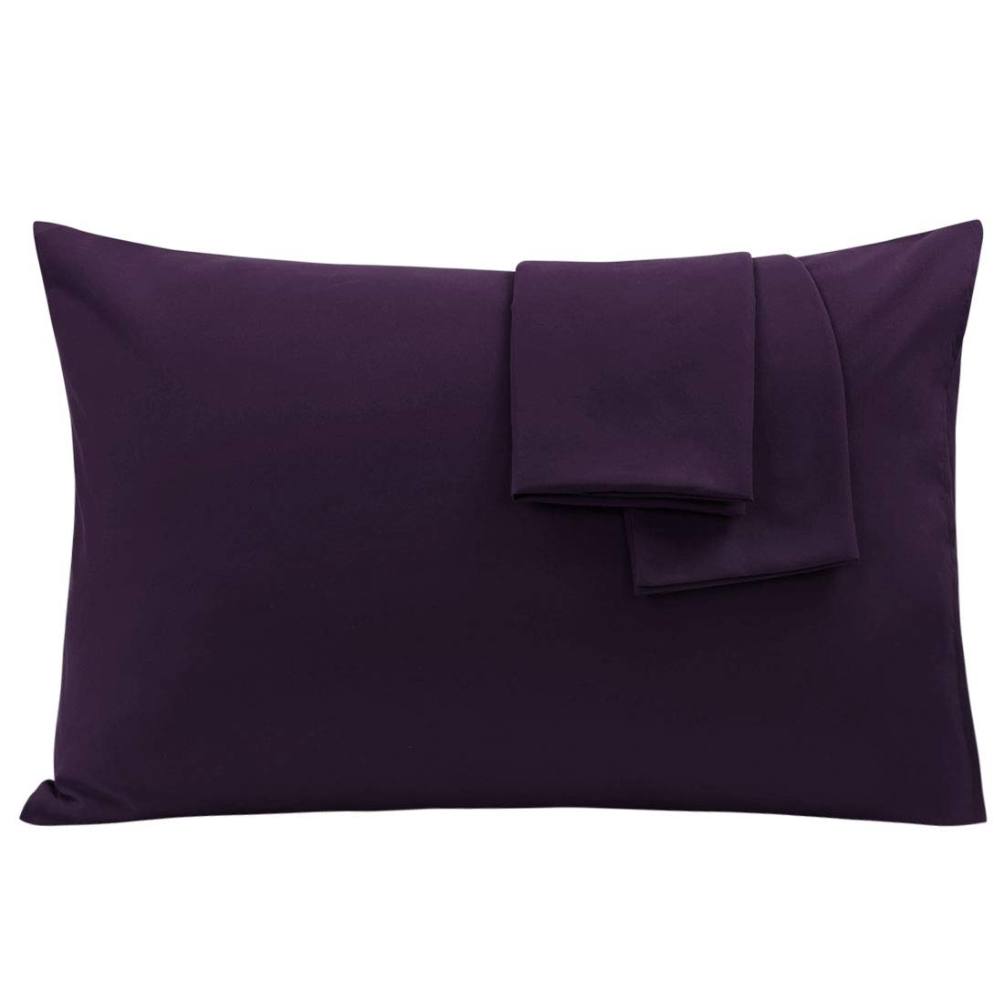 PiccoCasa Set of 2 Pillow Cases Covers Double Brushed Microfiber Pillowcases - Envelope Closure -Soft Pillowcases Eggplant Queen(50 x 75cm)