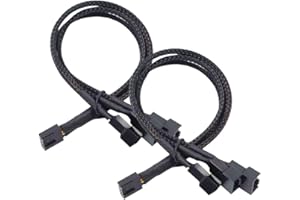 YSSHUI PWM Fan Splitter Cable 1 to 3 Converter Adapter 3 Pin 4 Pin 2 Pack, Black
