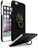 iPhone 6 Plus Case, Bastex Ultra Slim Fit Protective Vintage Rock Lion Head Door Knocker, with Black Gator Skin textured PU Leather Fashion Hard Back Cover for Apple iPhone 6s Plus