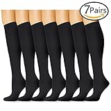 7 Pairs Compression Socks For Women and Men - Best For Running, Athletic Sports, Crossfit, Flight Travel - Suits Nurses, Maternity Pregnancy, Shin Splints - 15-20mmHg Below Knee High (Large, Black)