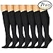 7 Pairs Compression Socks For Women and Men - Best For Running, Athletic Sports, Crossfit, Flight Travel - Suits Nurses, Maternity Pregnancy, Shin Splints - 15-20mmHg Below Knee High (Large, Black)